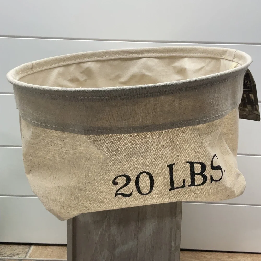 Le Petit Cafe Burlap Canvas Storage Bins Set of 3 20 LBS Vintage Farmhouse Baske